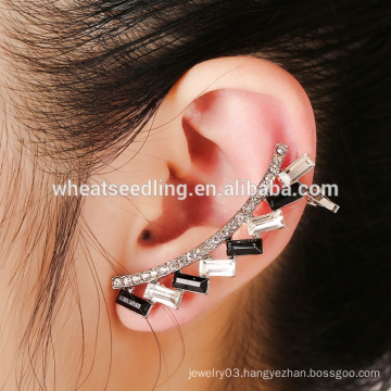 new elegant fashion design diamond black white single stone earring designs